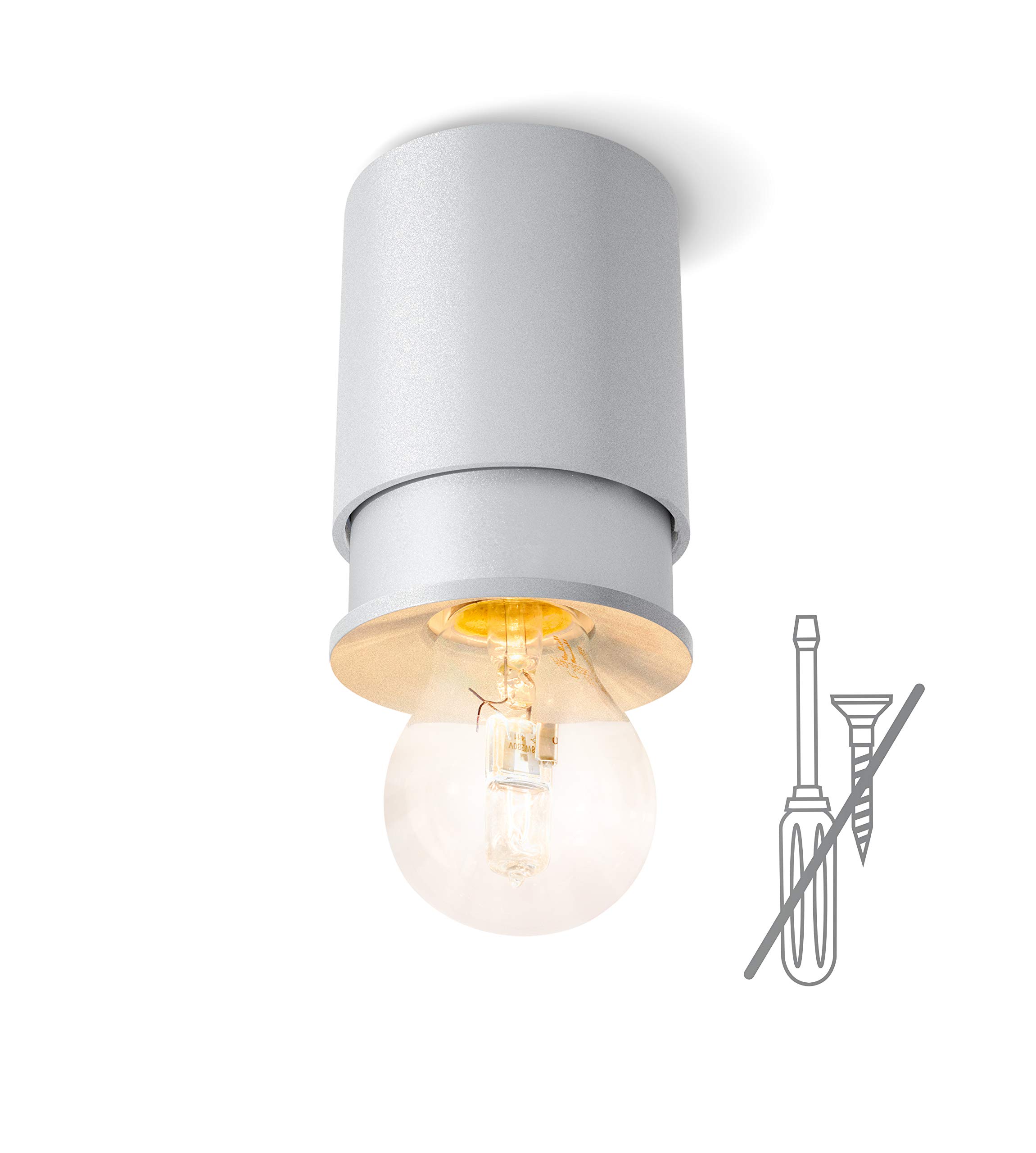 Twister Living Ceiling Light – Easy to Fix, No Screws, One Hook Only, Patent Protected, E27 – Silver