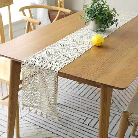 Amazon Shopdp 手作りのかぎ編み テーブルランナー 食卓カバー インテリア ボヘミア風 北欧 タッセル付き 24 140cm テーブルランナー オンライン通販