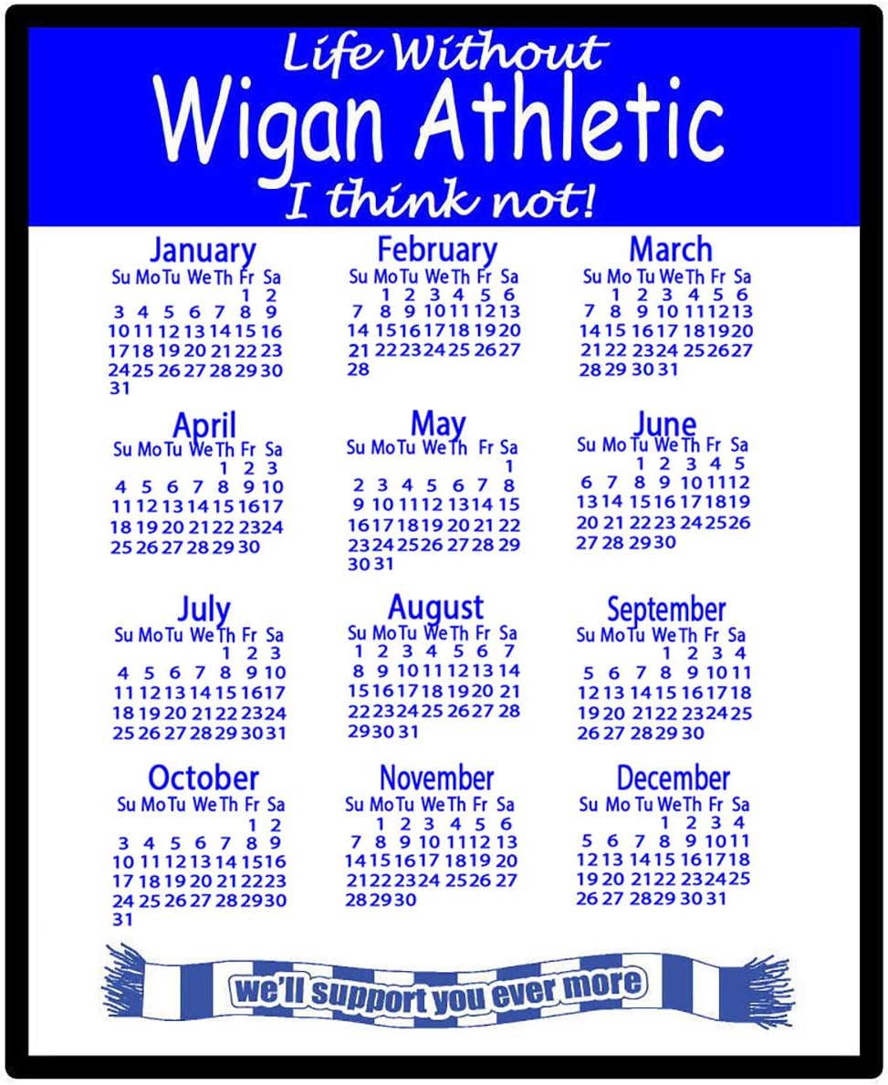 magnetsandhangers Wigan Athletic -2021 calendar Mouse mat - useful gift for football fans