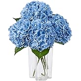 DuHouse 3Pcs Large Hydrangea Artificial Flowers,Latex Real Touch Hydrangeas Lifelike Hydrangea Flower for Home Wedding Bouquets Centerpieces Party Living Room Decoration(Blue)