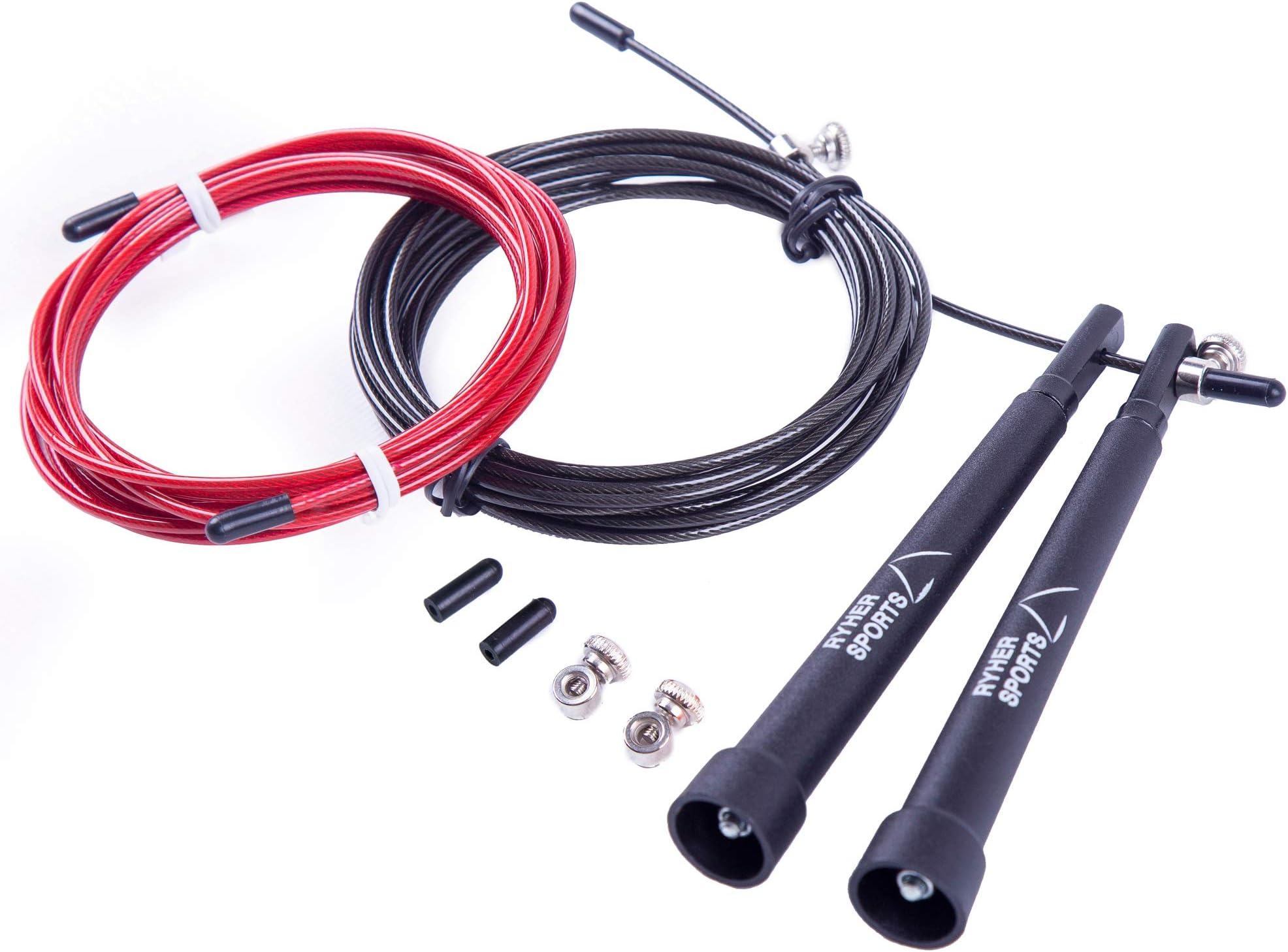 Ryher Speed Skipping Rope for Fitness - Jump Rope for Boxing, Crossfit, Double Unders, Fat Loss - Jumping rope - Gym and Home workout equipment - Free extra cable & screws