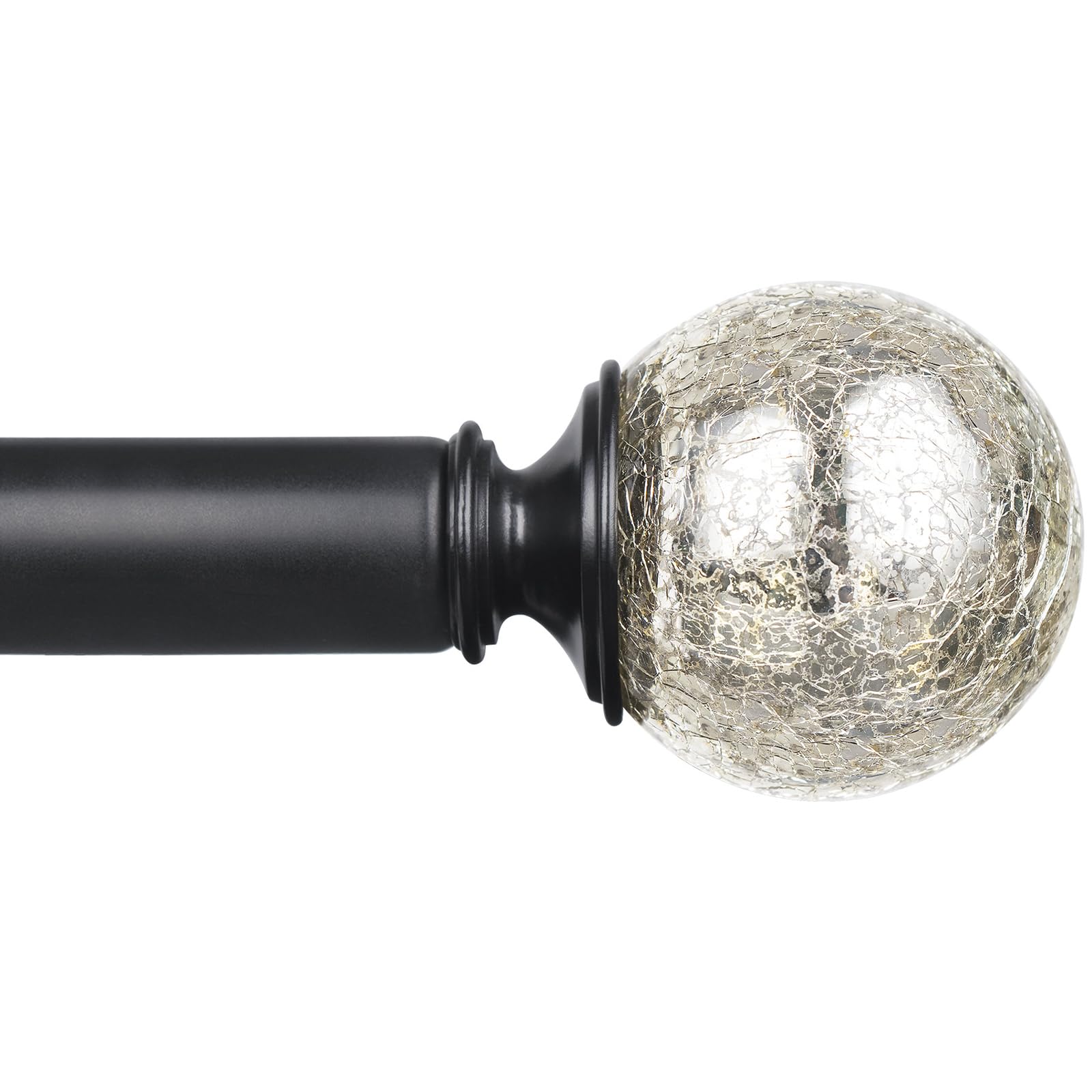 Photo 1 of KAMANINA Black Curtain Rods for Windows 72 to 144 Inches (6-12 Feet), Long 1 Inch Curtain Rod Heavy Duty Drapery Rods with Crackle Glass End