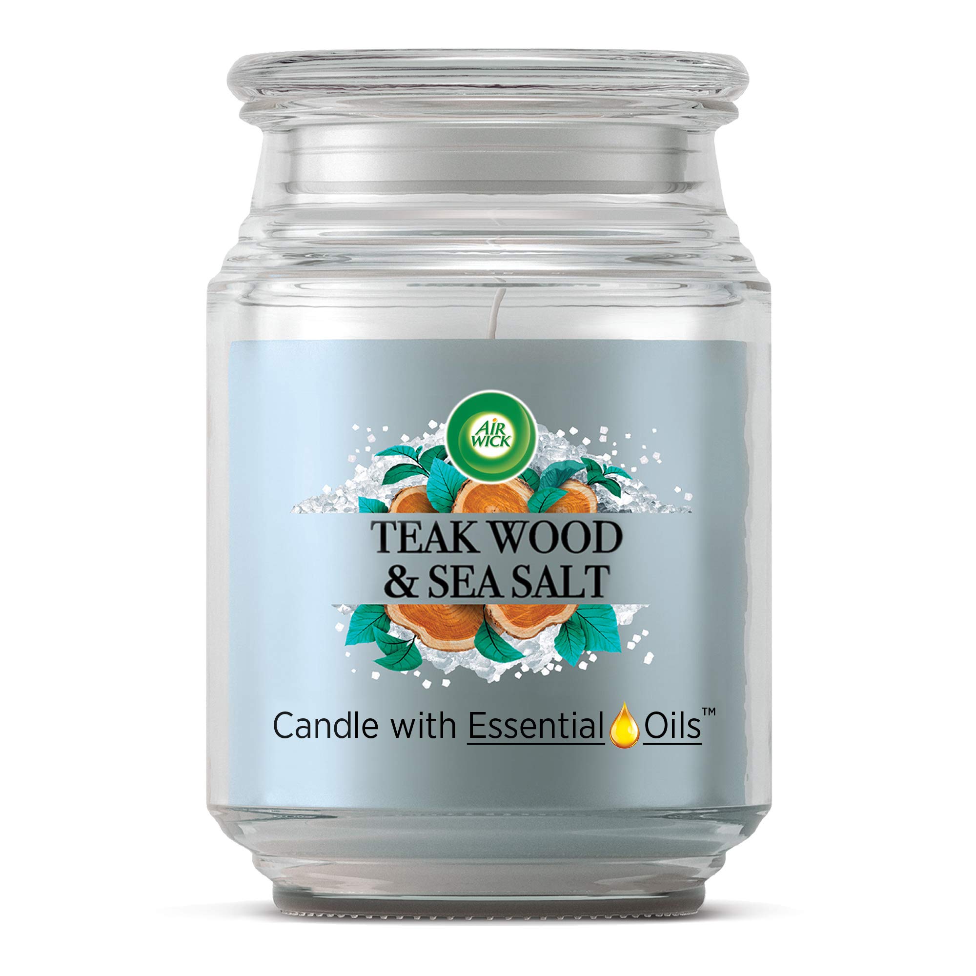 Airwick Air Freshener XL Candle Teak Wood & Sea Salt, Up to 85 Hours Burn Time