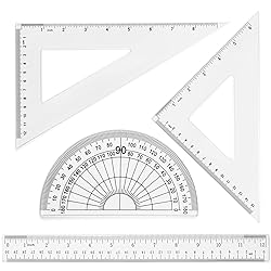 Coopay 12 Inch Math Geometry Tool Plastic Ruler Set