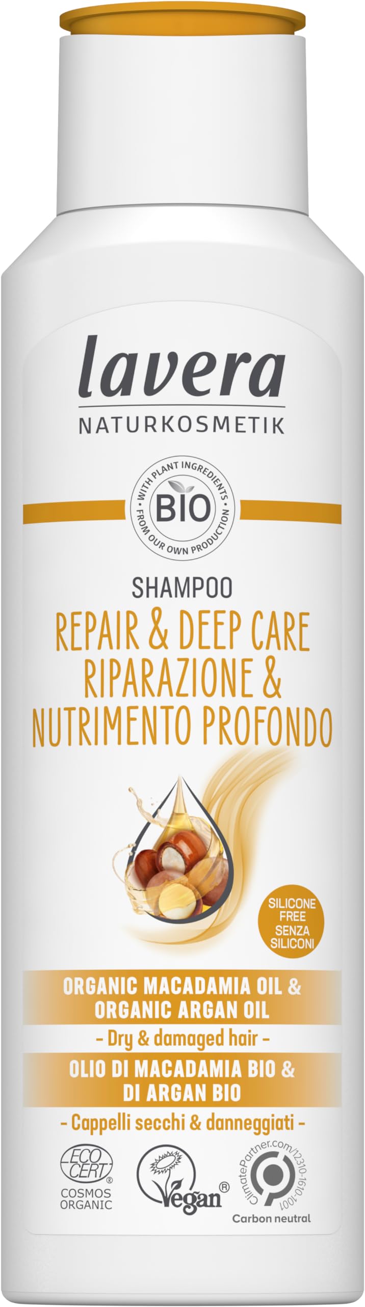 lavera Shampoo Repair & Deep Care - Without Silicone - Intensely regenerating & Rich Nourishing - Vegan - Natural Cosmetics - 250 ml
