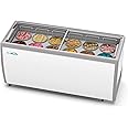Koolmore 70 inch Commercial Ice Cream Dipping Cabinet Display Case, 12 Large Displayed Tubs, 10 Storing Tube, Sliding Glass Door, Rolling Wheels and Lockable Breaks [20 Cu. Ft.] (KM-ICD-71SD) White