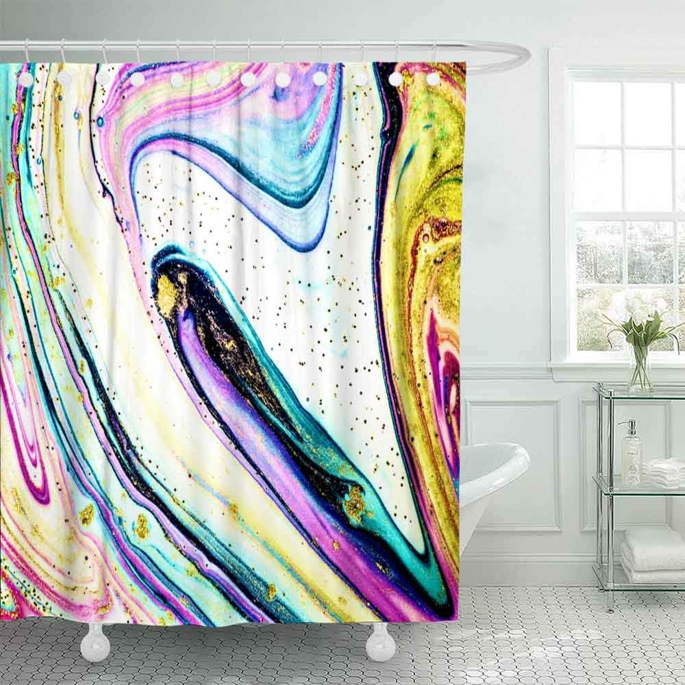 silichee Shower Curtain Bathroom 66X72Inch Art Fantastic Iridescent Colors Natural