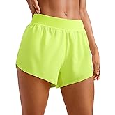 CRZ YOGA Mid Waisted Split Running Shorts for Women 4" - Comfy Mesh Liner for Workout Athletic Gym Track Quick Dry