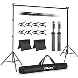 Emart Backdrop Stand 10x7ft(WxH) Photo Studio Adjustable Background Stand Support Kit with 2 Crossbars, 8 Backdrop Clamps, 2