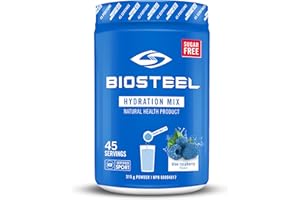 BioSteel Zero Sugar Hydration Mix, Great Tasting Hydration with 5 Essential Electrolytes, Blue Raspberry, 45 Servings per Tub