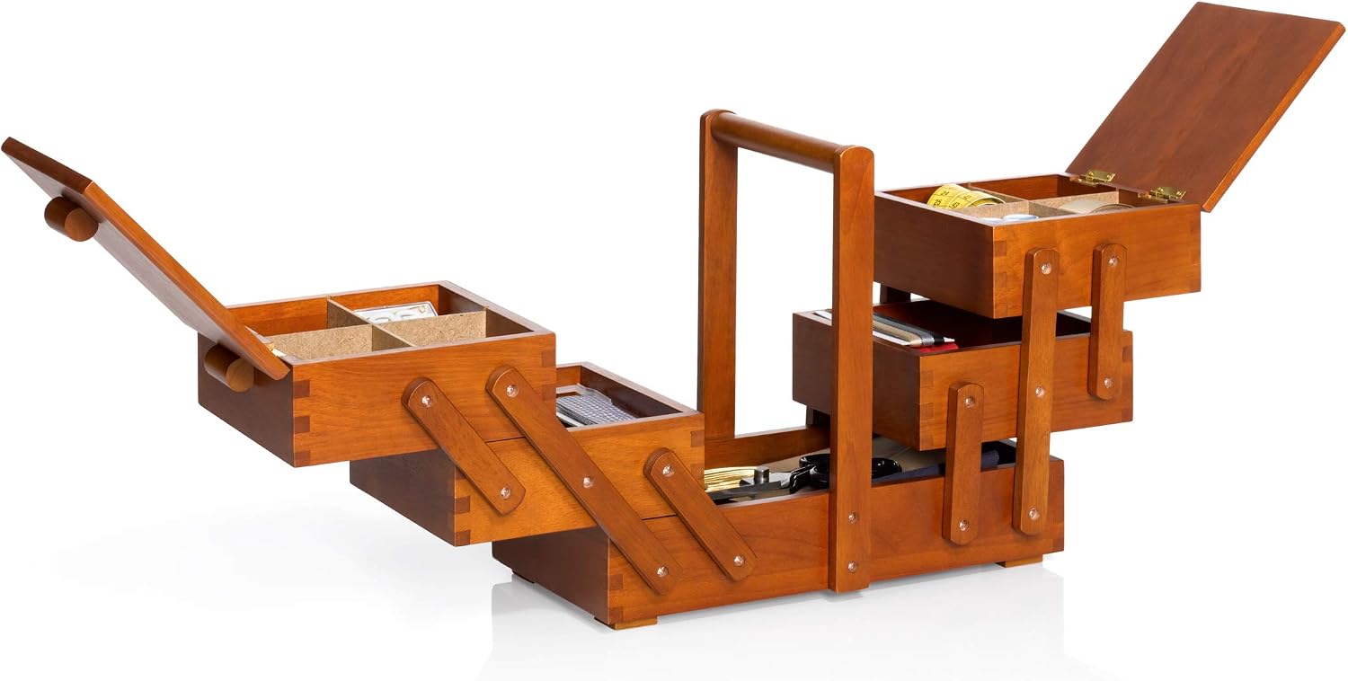 Prym Dark Wood Sewing Box Medium Brown 612549 - Image 3