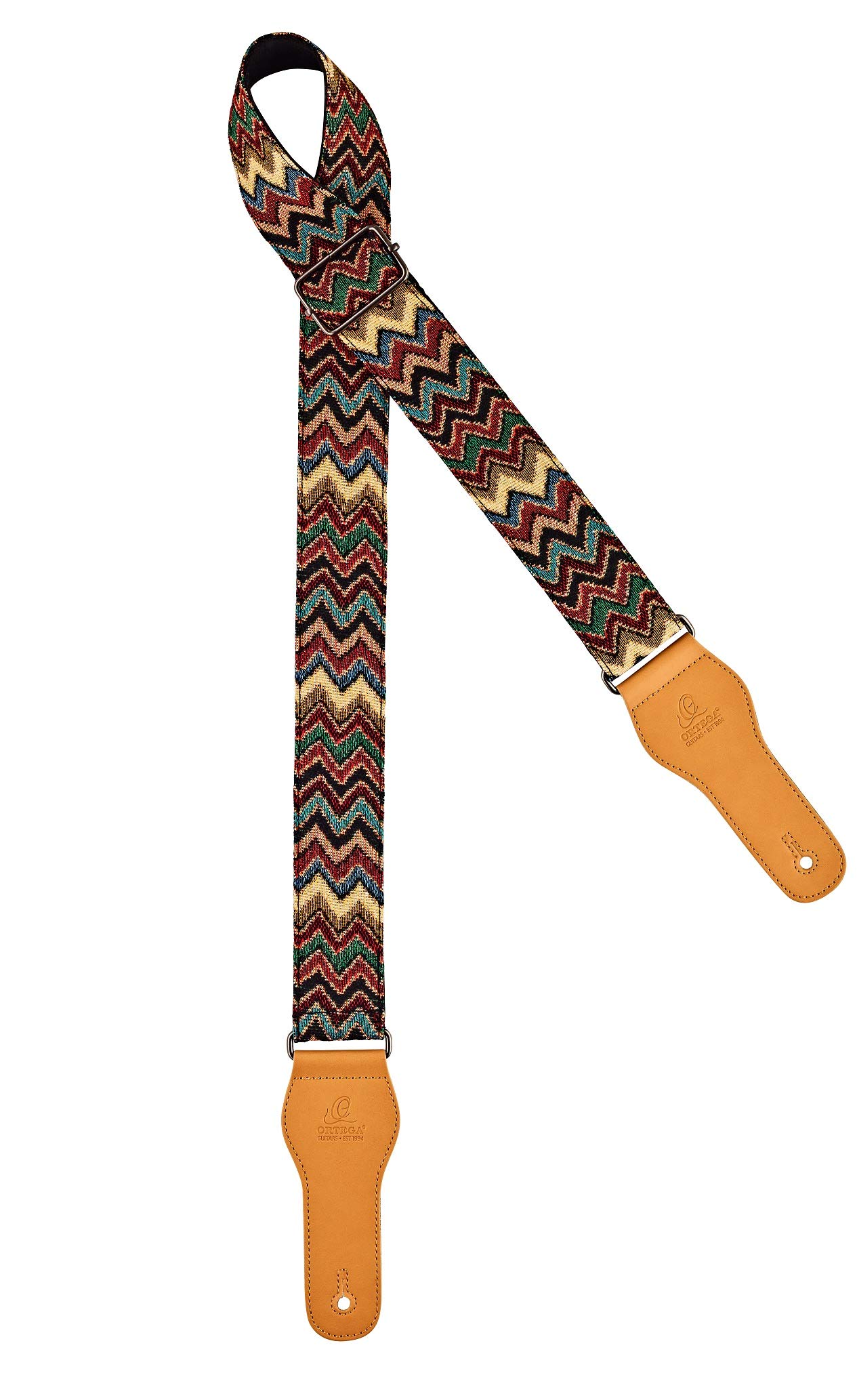Ortega Guitars Adjustable Guitar Strap – Acoustic Guitar / Bass, Electric Guitar / Bass – World Series – Cotton, Machu Picchu (OCS-460)