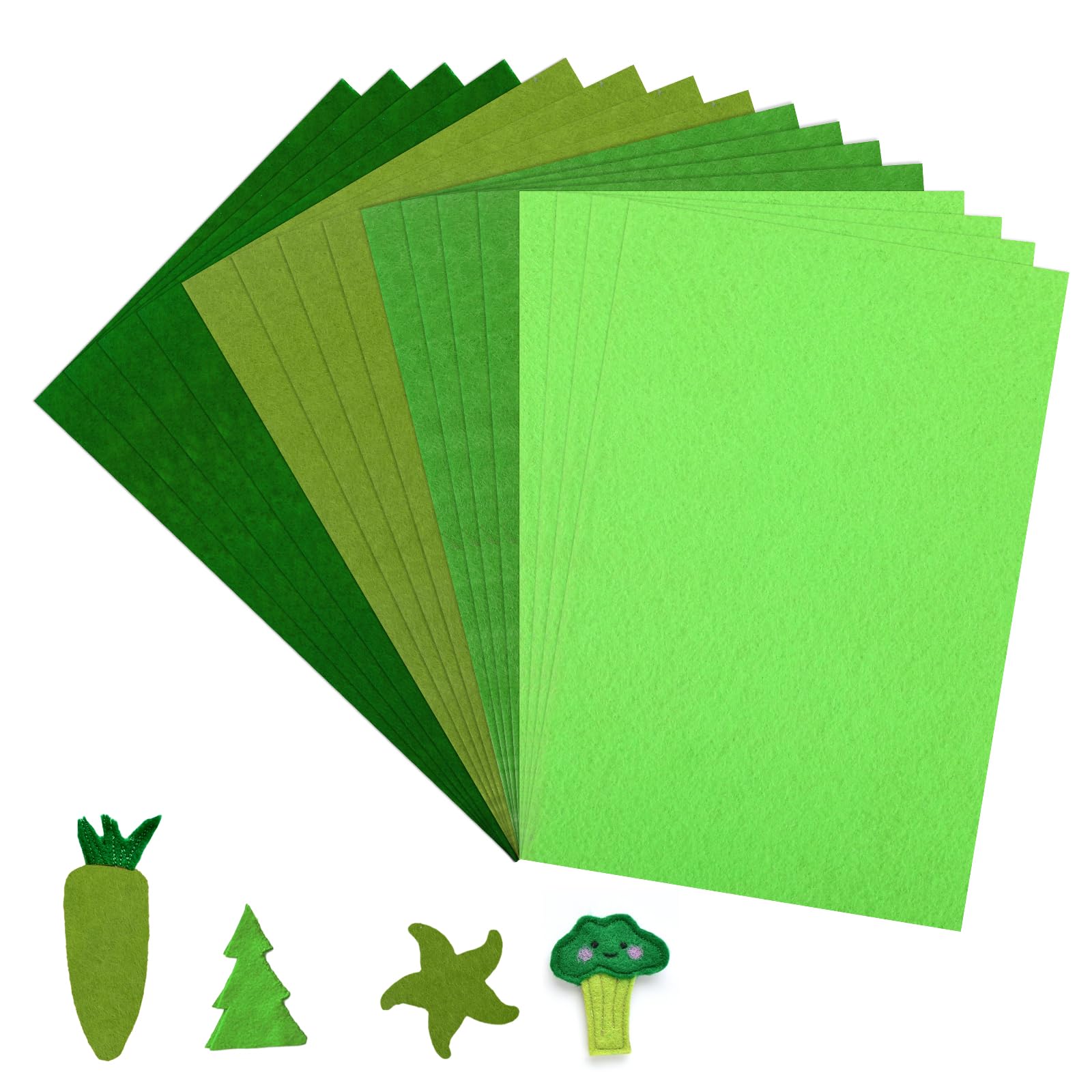 JJUNW 16 Pack Felt for Crafts, 11.8" x 7.87" Craft Felt 1 mm Thick Felt Fabric Sheets Liner Felt for Handmade DIY Embroidery Fabric Craft Kits (Green)