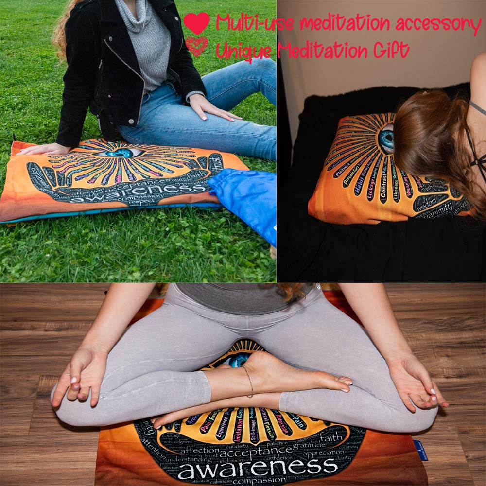 Eye Wall Decor-Premium Velvet Meditation Mat|Wall Art Tapestry Wall Hanging |Convertible Meditation Cushion Cover| Unique Meditation Gift for Men,Women| Dual Printed,Travel Yoga mat 70x70cm|Satin Bag