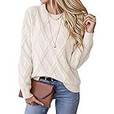 Women's Sweaters Crew Neck Pullover Cable Knit Sweaters Ribbed Casual Tops 2026 Classic Knitwear for Spring Winter