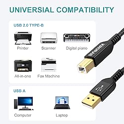 KRORAS USB 2.0 Printer Cable 25 feet, USB Type A