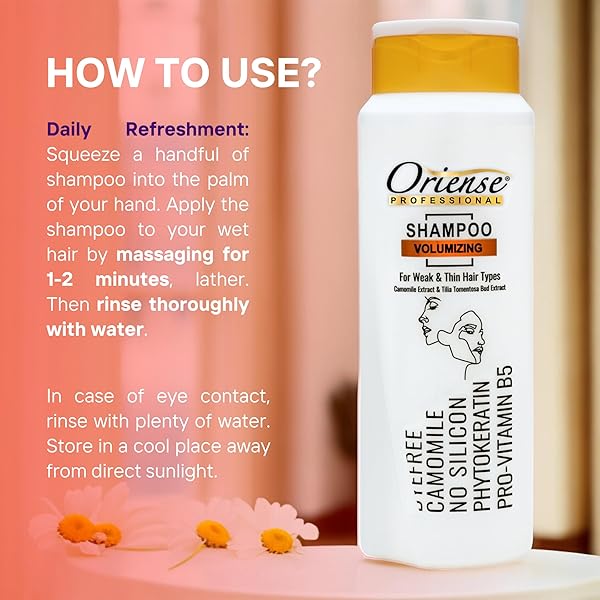 ORIENSE PROFESSIONAL VOLUMIZING SHAMPOO – CHAMOMILE & TILIA TOMENTOSA EXTRACT WITH PANTHENOL FOR FINE HAIR – SILICONE, PARABEN AND DYE-FREE 20.2 FL.OZ