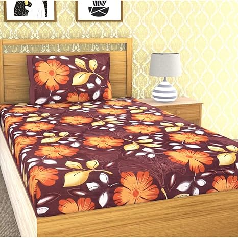 Buy Emart 120 Tc Cotton Double Size Bedsheet With Pillow Cover