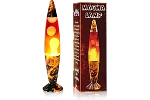 AHCCSD 16 Inch Volcano Rocket Magma Lamp,Motion Liquid Lamp Yellow Liquid with White Wax Volcanic Base Relaxing Gorgeous Lamp for Adults Night Light for Kids Women Girls Christmas Great Gift