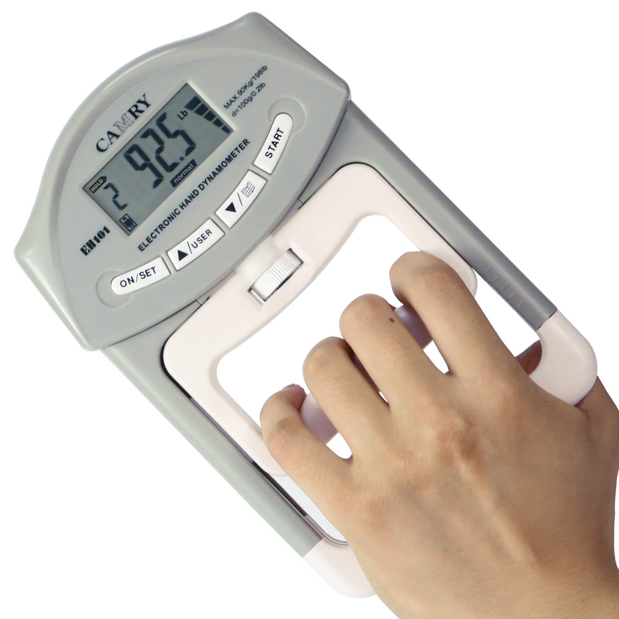 CAMRY Digital Hand Dynamometer Grip Strength Measurement Meter Auto Capturing Electronic Hand Grip Power 198 Lbs / 90 Kgs