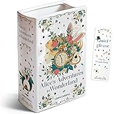 H&H Alice's Adventures in Wonderland Book Vase for Flowers + Bookmark - Lewis Carroll - Large Ceramic Book Planter Pot - Alice in Wonderland Bookish Decor - Bookish Gifts - Bookshelf Vase for Flowers