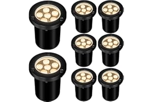 AOAXL 6W Well Lights Outdoor,110V 120V Landscaping Lights IP68 Waterproof 2700k Warm White Outdoor In-Ground Lights for Yard, Garden Patio, 8 Pack