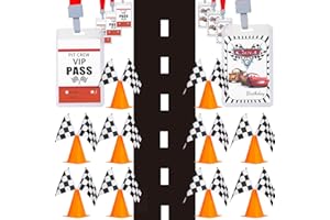foci cozi, 63PCS Traffic Cones Checkered Flag Set- Race Car Birthday Decorations Party Favor Supplies, Soccer Training Cones for Kids,7 Inch