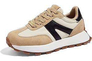 LUCKY STEP Women's Platform Fashion Sneakers Retro Classic Trainers Casual Lace-up Stylish Tennis Running Walking Shoes