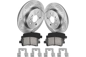 ANPULSERO FIWRILUVX Anpulsero Rear Disc Brake Kit| Compatible with Chevy Malibu, Impala, Buick LaCrosse, Allure, Regal, Cadillac XTS| Drilled Slotted Brake Rotors and Ceramic Brake Pads Replacement 315mm(12.4in)