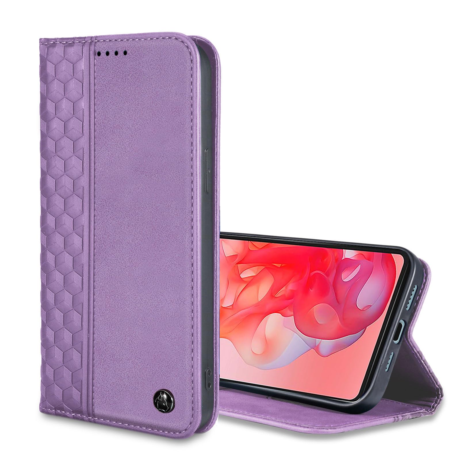 Wallet Case for Motorola Moto G Stylus 5G 2024 6.7 inch - PU Leather Flip Cover with Card Holder Slots, Strong Magnetic Folio Phone Case, Purple