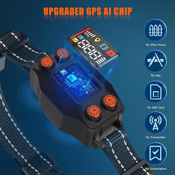 CHWWEN GPS WIRELESS DOG FENCE, GPS DOG COLLAR FENCE SYSTEM, ADJUSTABLE 25-999 YARDS RANGE, IPX7 WATERPROOF, 5 TRAINING MODES FOR MEDIUM/LARGE DOGS OVER 15 LBS