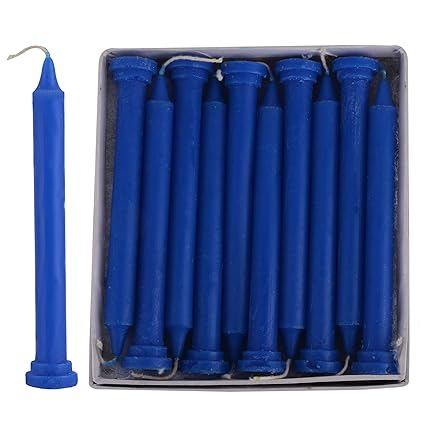 RAJRANG Diwali Candles Blue Set 10 Natural Flame 5.5 Inch Decorative Candle for Home & Decor