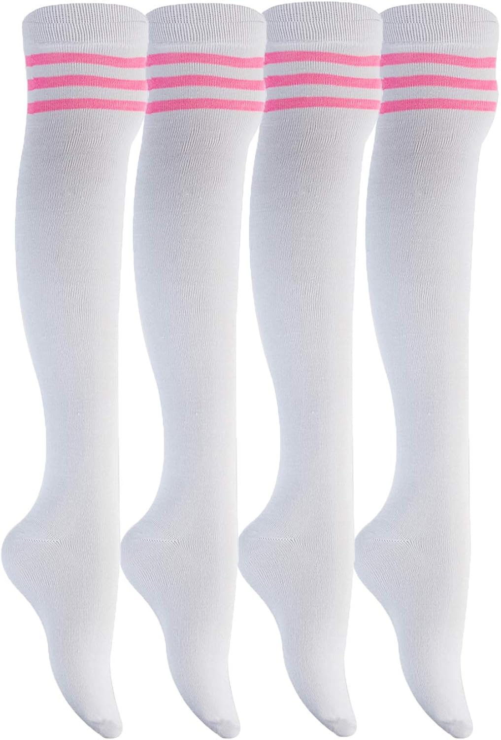 Lian LifeStyle Women's 4 Pairs Adorable Thigh High Cotton Socks LWRX Size 6-9