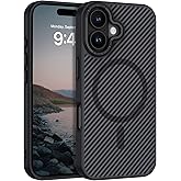 BENTOBEN Carbon Fiber for iPhone 17 Case 2025 [Compatible with MagSafe] Magnetic Phone Case iPhone 17 6.3" Slim Thin Smooth TPU Bumper with Drop Protection Anti-Yellow Women Men Cases Cover, Black