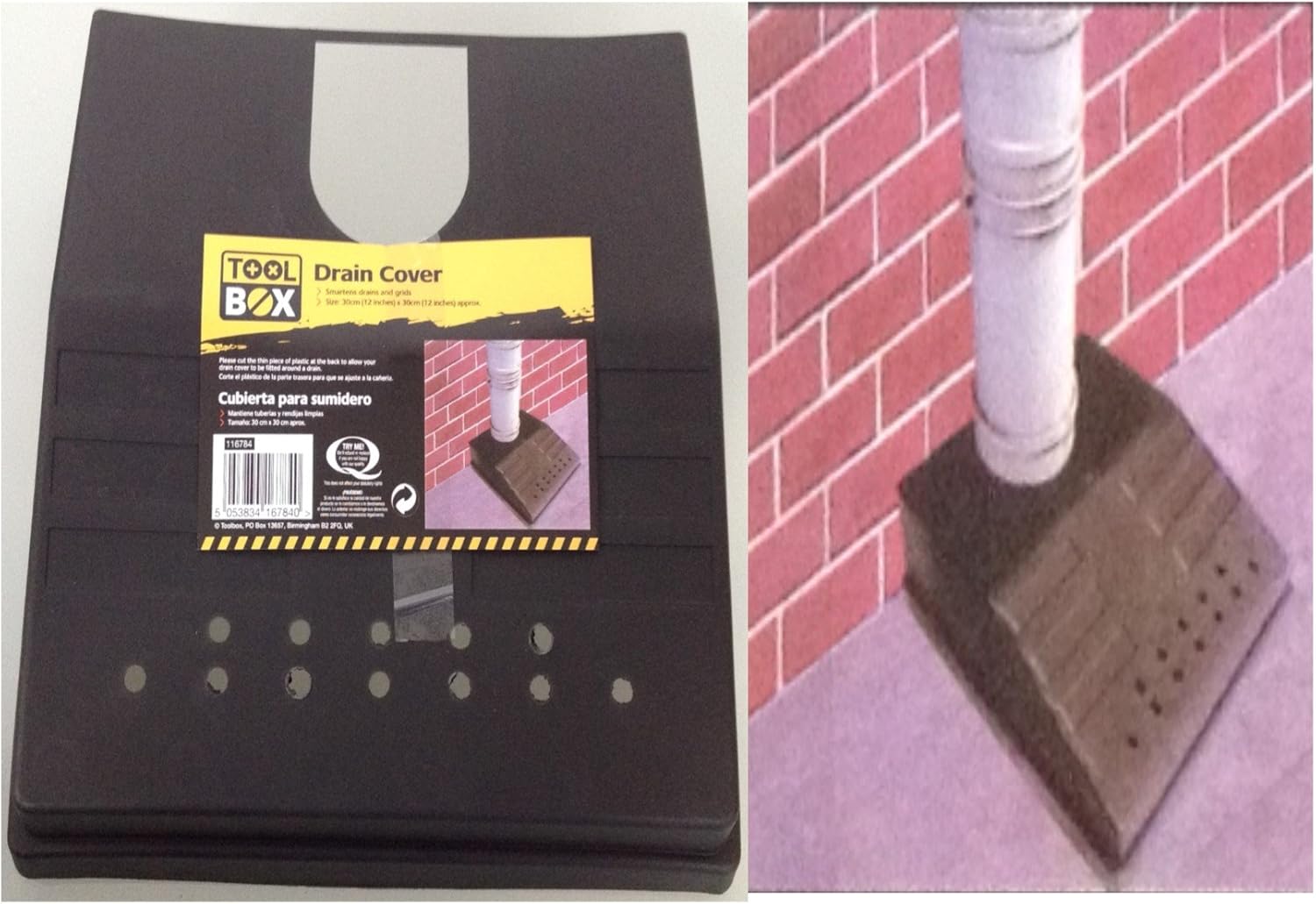 Drain Cover Black Plastic and Ventilated 12"x 12" or 30 cm x 30 cm