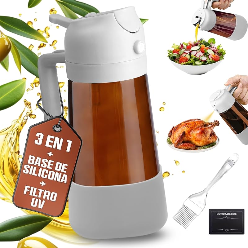 Aceitera 2 en 1 - Pulverizador de aceite spray - Spray Antigoteo Reutilizable para Cocina Saludable y Freidora de Aire - Dispensador De Aceite 2 en 1- Aceitera spray pulverizador — foto 7 de 7