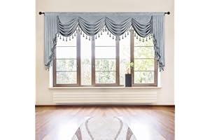 ELKCA Thick Chenille Window Curtains Valance for Living Room Silver Grey Waterfall Valance for Bedroom,Rod Pocket (W110inch, 1 Panel)