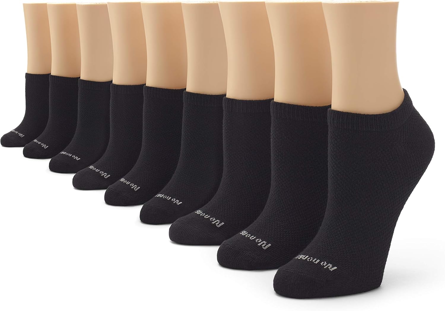 No Nonsense Soft and Breathable No Show Liner Sock, 9 Pair Pack, Black