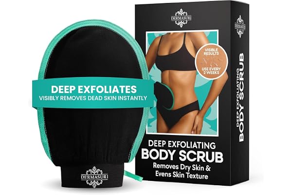 Dermasuri - Deep Exfoliating Glove - Korean Exfoliating Mitt & Body Scrubber - Keratosis Pilaris Treatment Scrub - Self Tanne