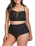 Yomoko Women's Plus Size High Waist Bandage Bikini
