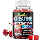 tsunshnes Creatine Monohydrate Gummies 5g (5000mg), Sugar-Free Creatine, Pre-Workout Energy, Veg, Non-GMO, for Men &amp; Women - 90 Count Cherry Flavor
