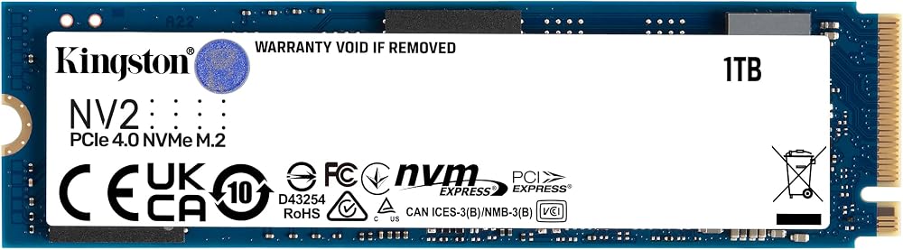 Kingston NV2 NVMe PCIe 4.0 SSD 1TB M.2 2280 Internal SNV2S/1000G