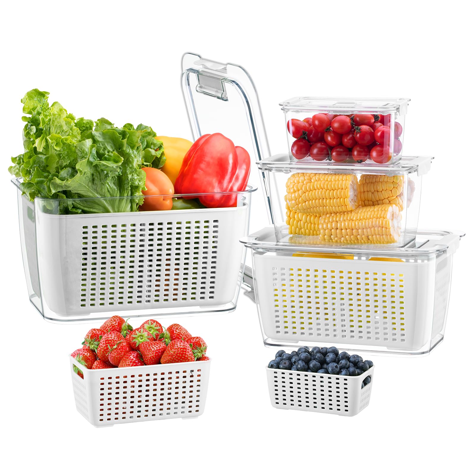 Fridge Storage Container with Removable Colander – BPA Free Fruit and Vegetable Keeper Box