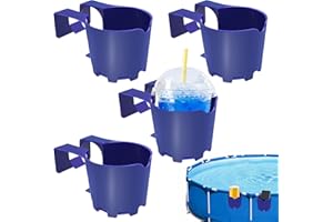 Zhitaoxun 4Pack Pool Cup Holders,Poolside Cup Holder for Above Ground Pools with 2 Inche or Less Round Top Bar,No-Spill Pool Drink Holder,Easy to Clip on Pool(4, Blue)