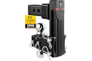 Airbird Adjustable Trailer Hitch Ball Mount with 2" & 2-5/16" Dual Ball, 7-Inch Drop ，Only Fits 2.5-Inch Hitch Receiver ，20,000LBS GTW - 722507 (2.5inch 7 Drop)……