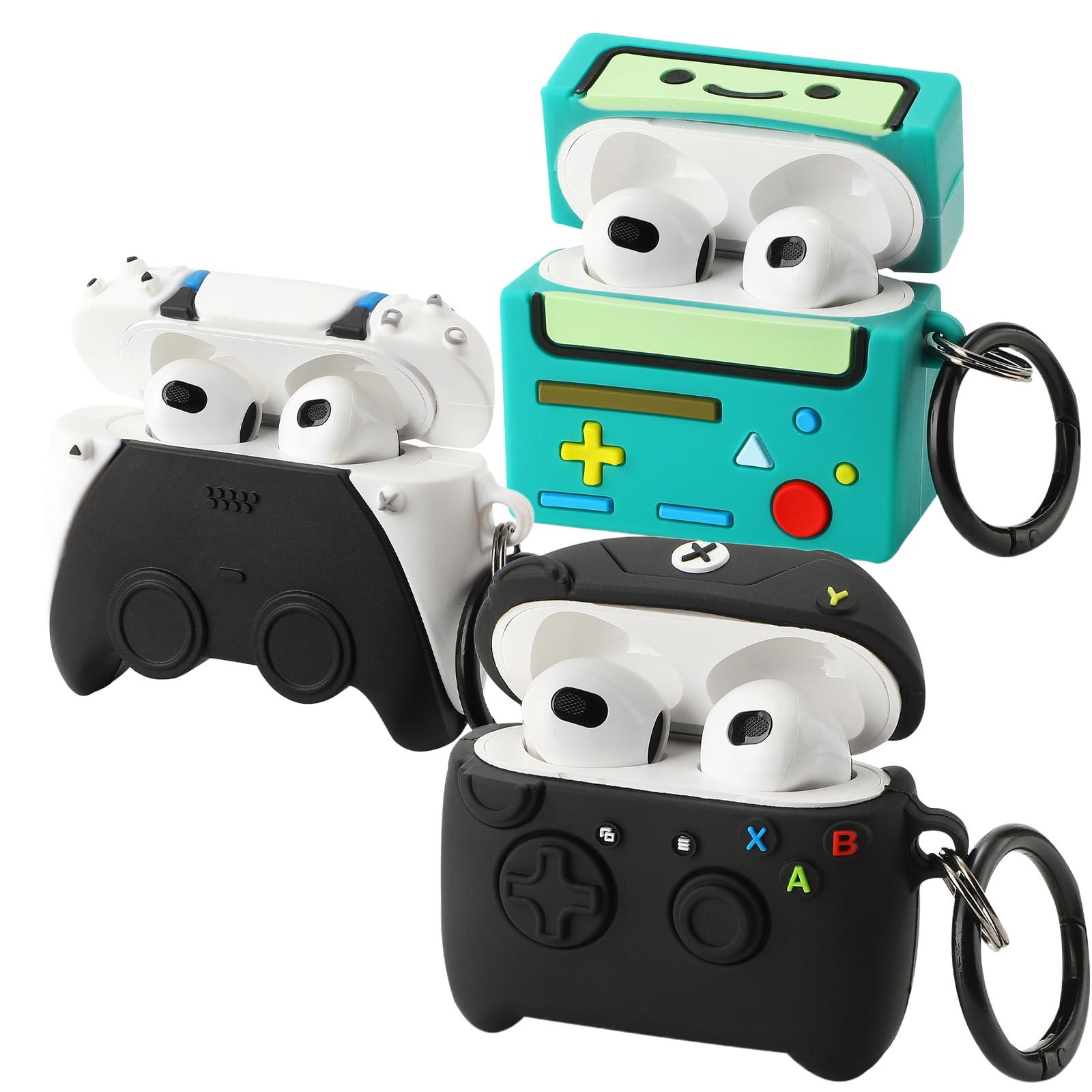 Photo 1 of [3Pack] Gedicht for Airpods 3rd Generation Case, Funny 3D Cartoon Game Console Controller Design Silicone Soft Cases for Airpods 3rd Case Cover, with Keychain Kids Women Men for Airpods 3 Case