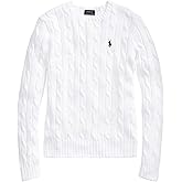 Ralph Lauren Polo Womens Cable Knit Crew Neck Sweater (XS, BasicWhite)