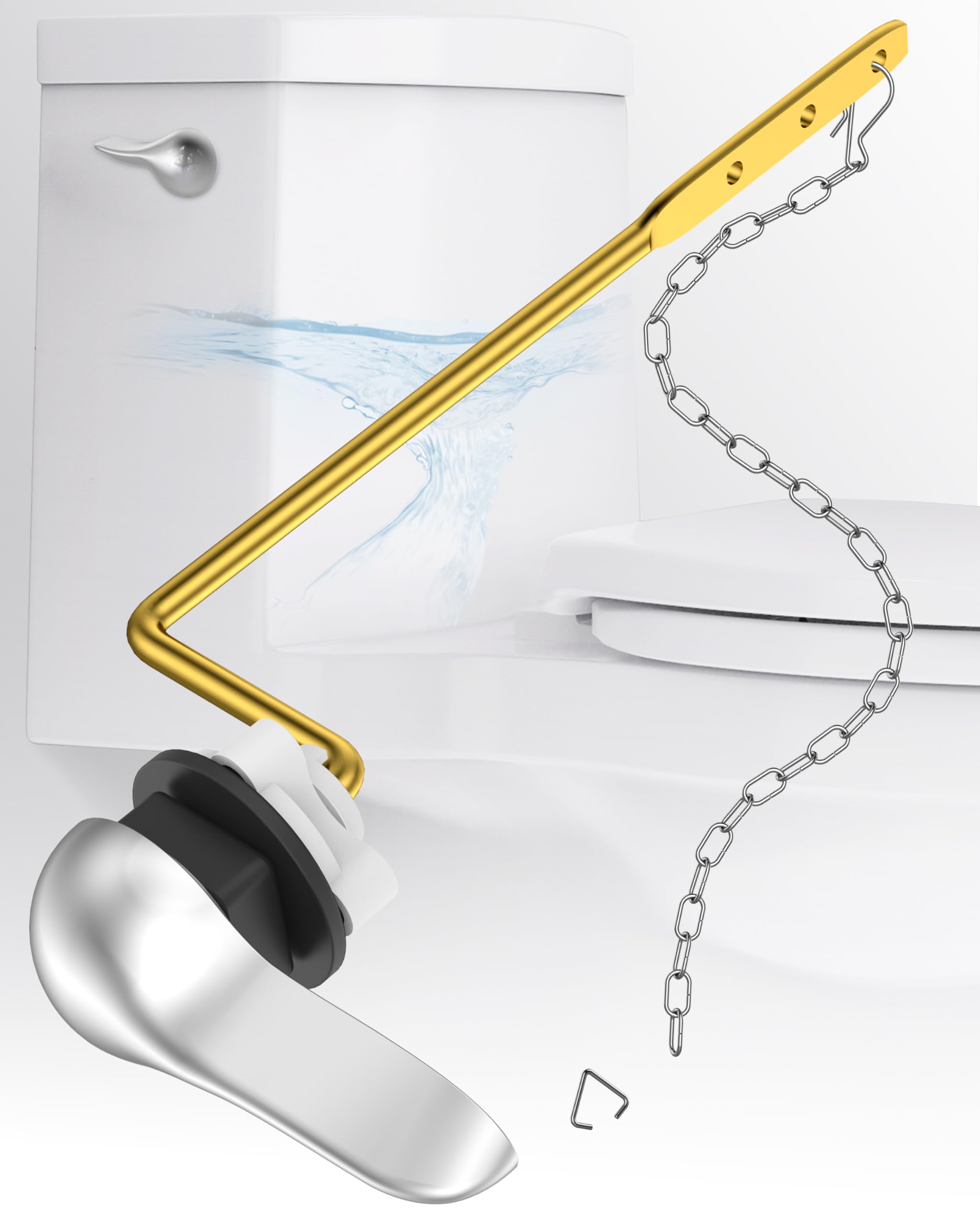 Photo 1 of Universal Toilet Bowl Flush Handle Replacement Kit Side Mount, Toilet Repair Kit Inside Tank Chain Flusher Handle Lever Replacement Parts Compatible with American Standard Mansfield Kohler TOTO Eljer