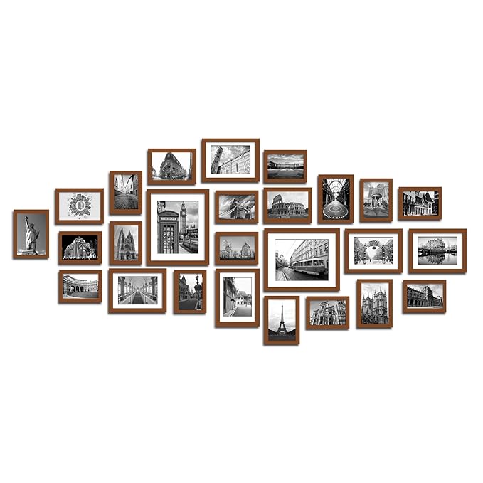 Large Multi Picture Photo Frames Wall Set 26 Pieces Set (Brown) Amazon