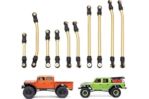 MEUS RACING SCX24 Links Metal High Clearance Chassis Links & Steering Links Set for Axial SCX24 Gladiator AXI00005 1/24 RC Crawler(Brass)